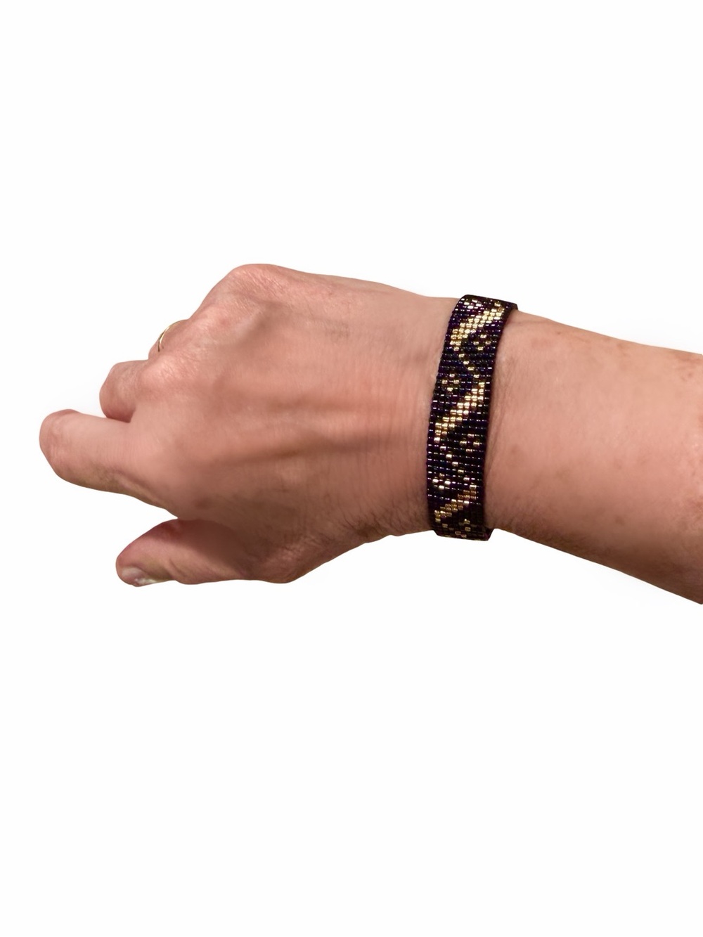 Black & Gold Art Deco Beaded Bracelet - Picture 8 of 11